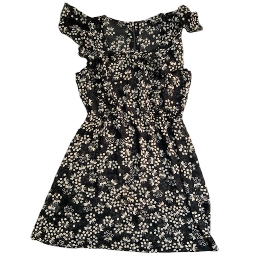 Daniel Rainn Sheer Floral Ruffle Dress